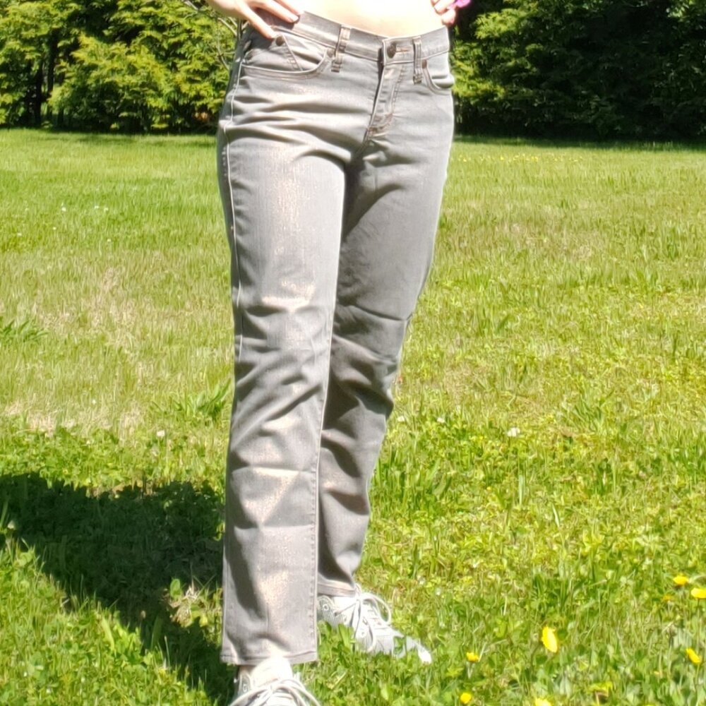 Faded White Gold Bronze Metallic Jeans Rock and Republic